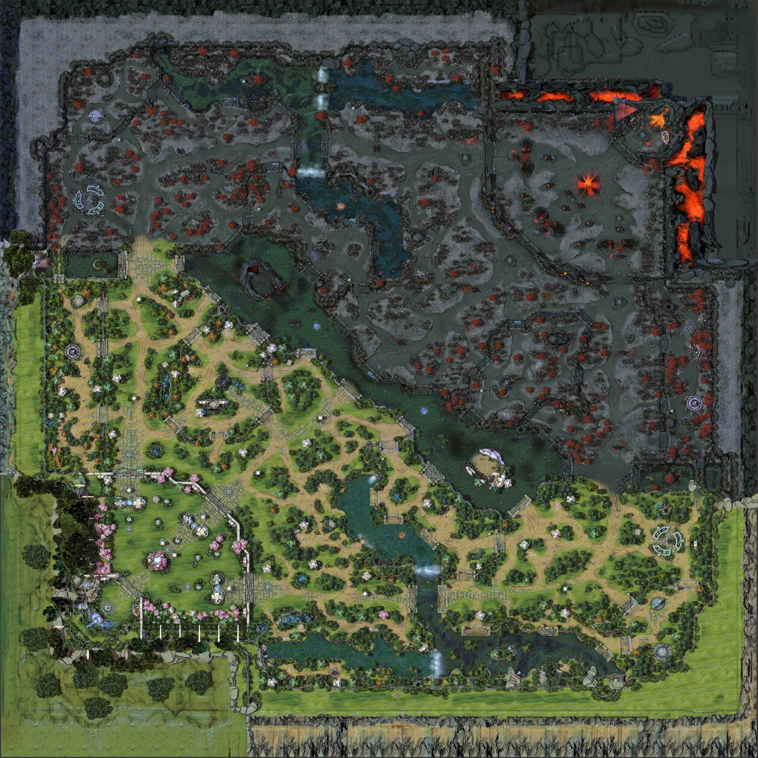 Dota 2 map terrain in patch 7.39
