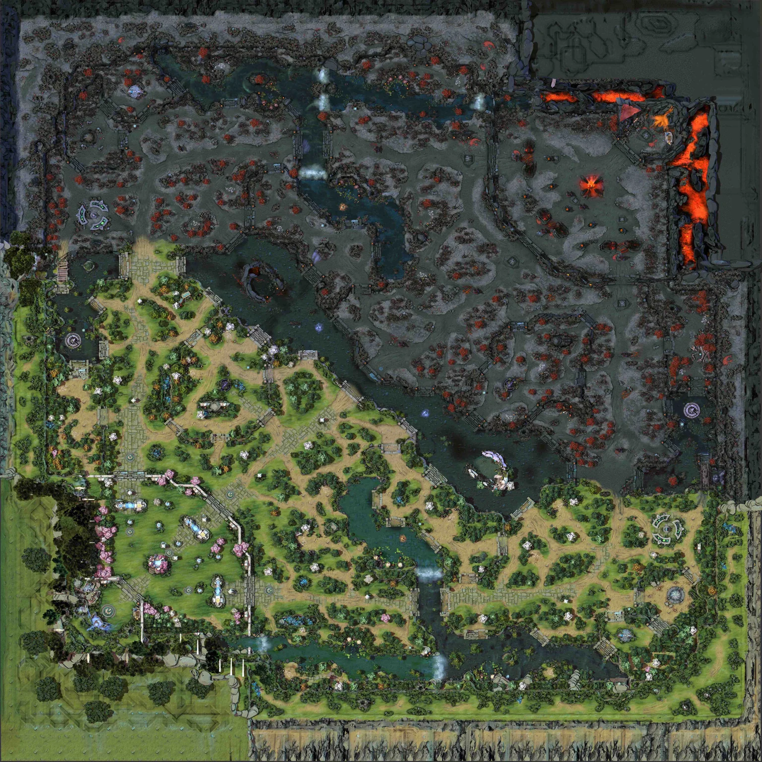 Dota 2 map terrain in patch 7.41